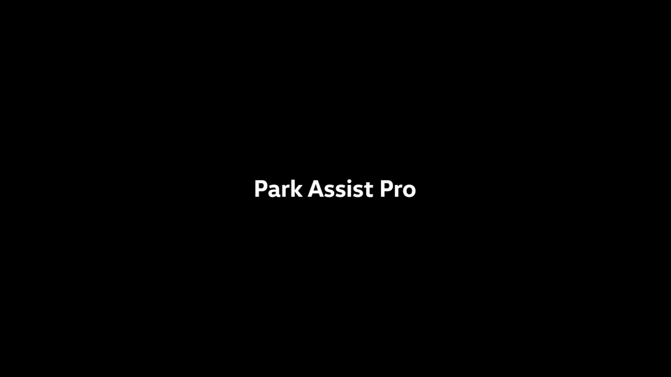 Weiße Schrift "Park Assist Pro" auf schwarzem Hintergrund.