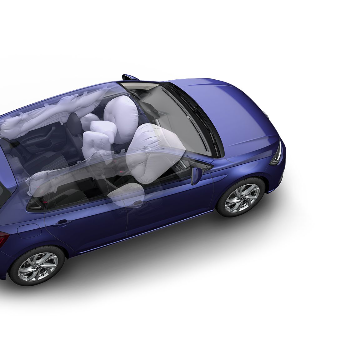 Ansicht des VW Polos wo die Airbags verbaut sind