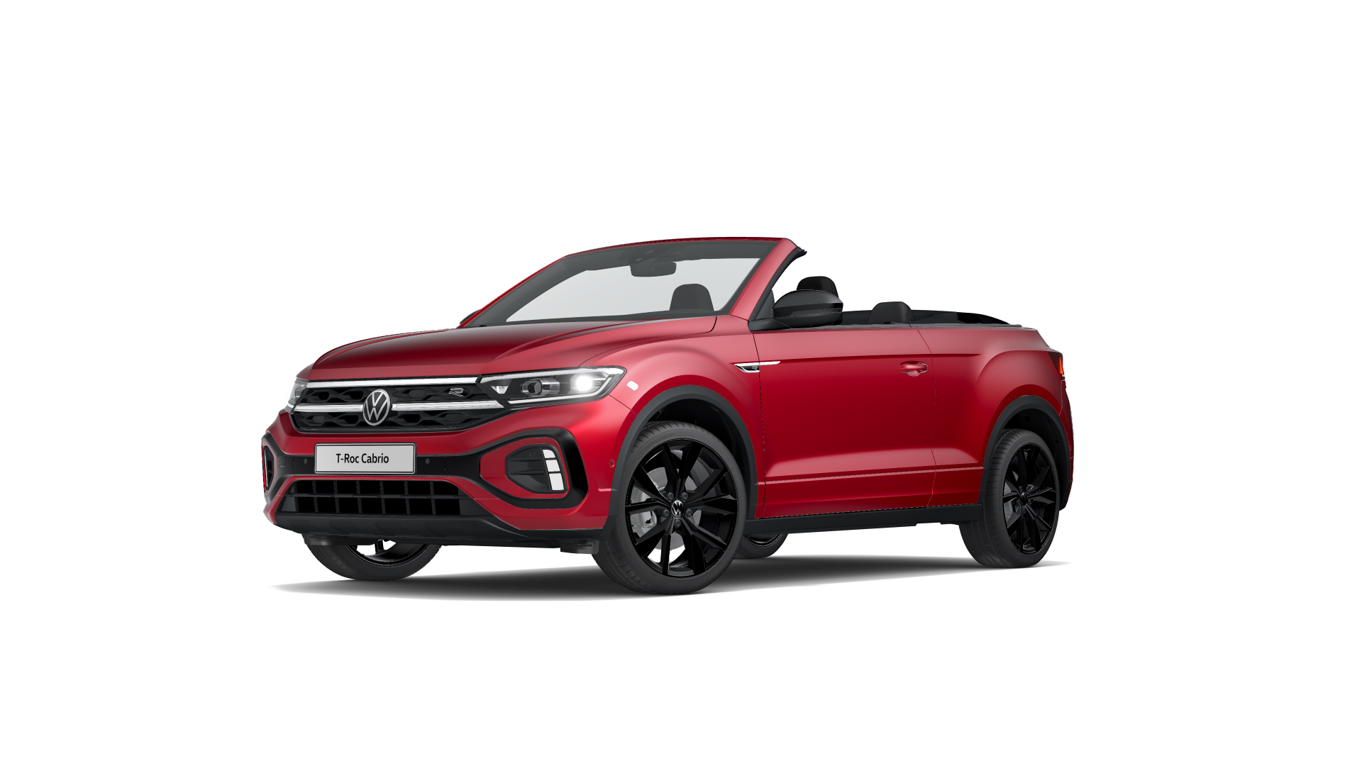 Rotes VW T-Roc Cabriolet in der Ansicht schräg-vorne
